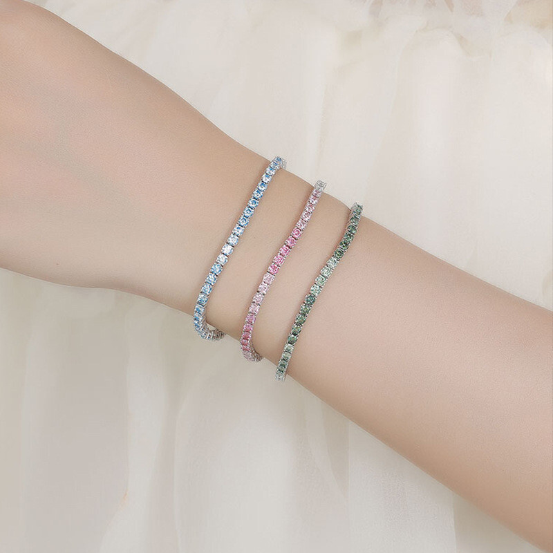 3mm Real Moissanite Tennis Chain Bracelet 925 Sterling Silver Pass Tester Hiphop