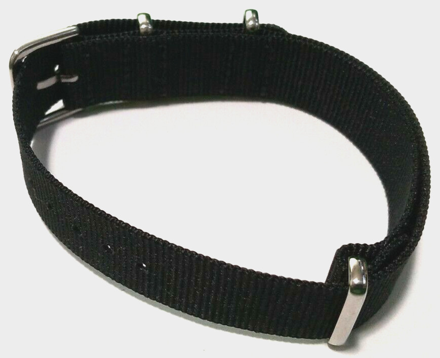 11.5″ LONG Fits any 18mm Black Nylon Simple & EZ Pass Thru Watch Band One Piece