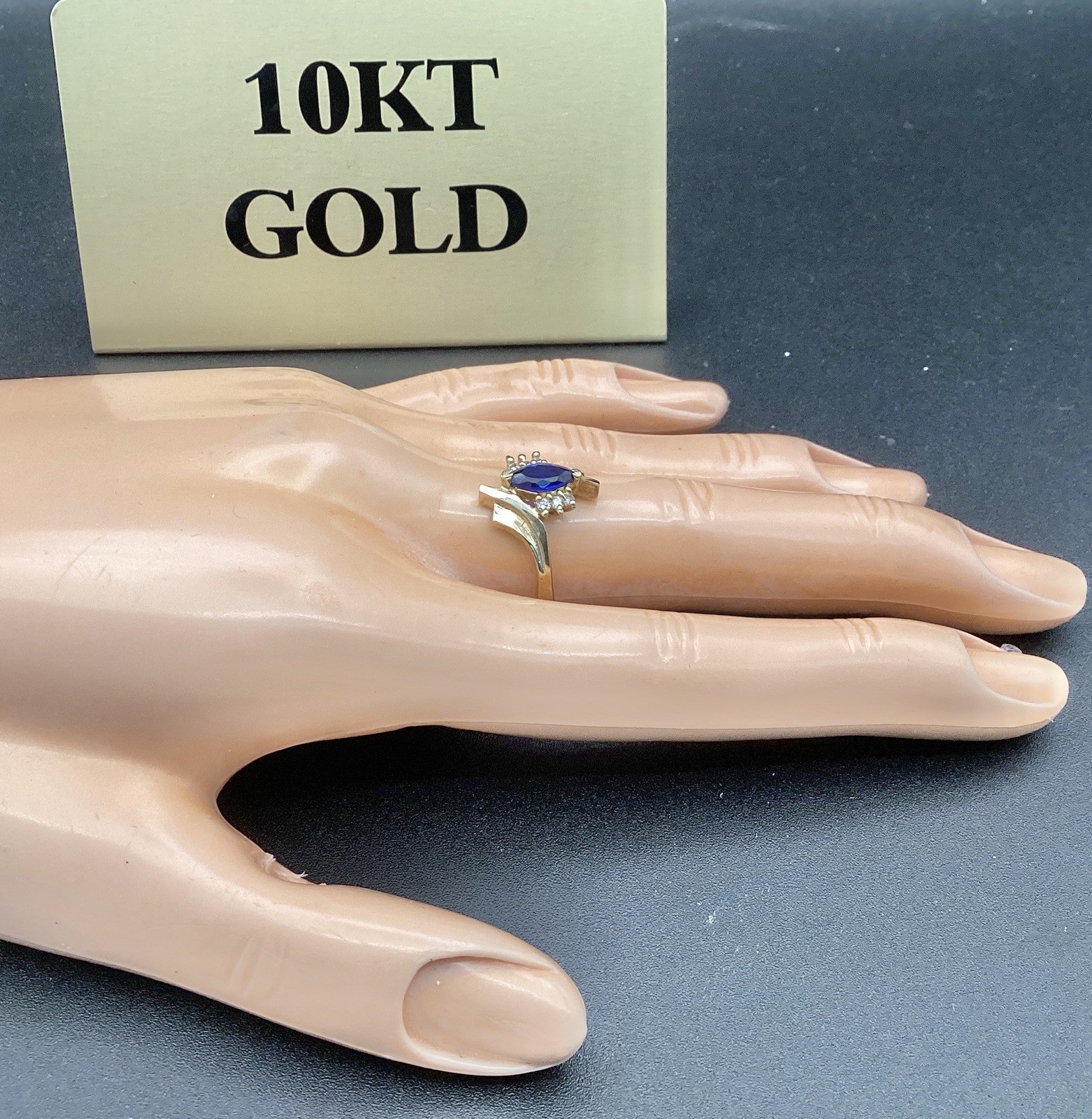New 10KT stamped yellow gold marquise September birthstone ring women size 8.25