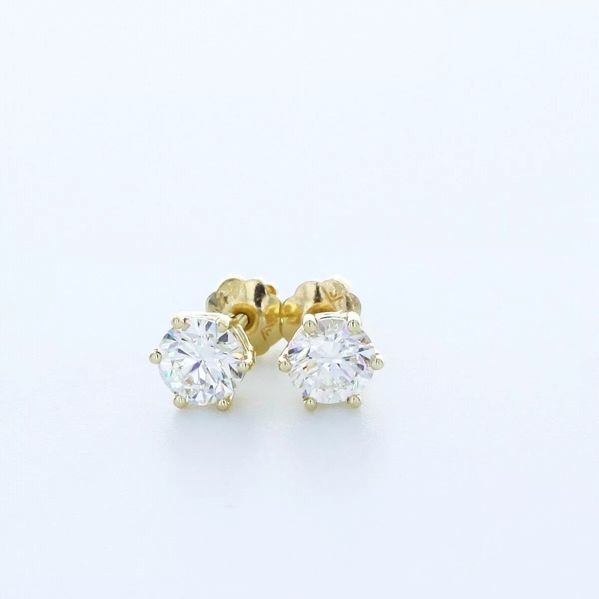 Stud Earrings Solid 14K White Gold Classic 1.01 CT Round Natural Diamond F VS2