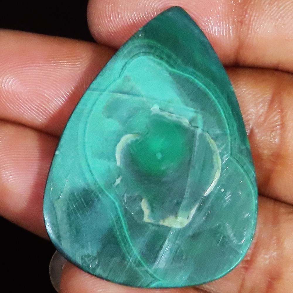 74.95 Cts 100% Natural Malachite Pear Cabochon Loose Gemstone 32x43x4 mm UT103