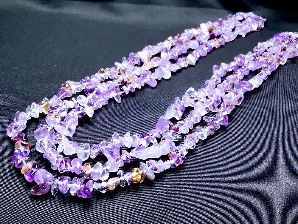 classic 3 strands chip Amecitrine necklace 19″-21″ 5-8mm jewelry marking supply