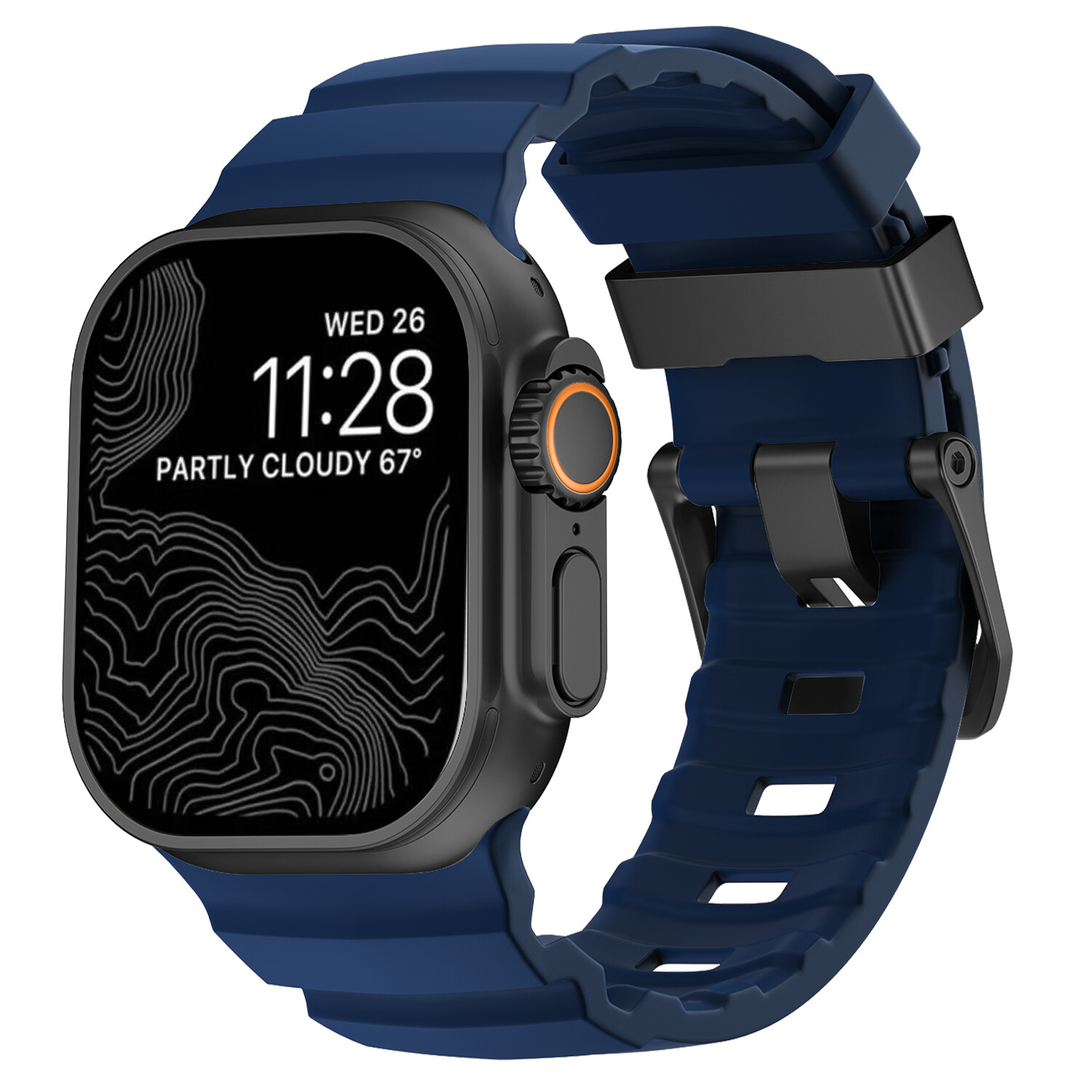 Durable Silicone Watch Band with Metal Clasp For iWatch Series Ultra 10 9 8 7 6
