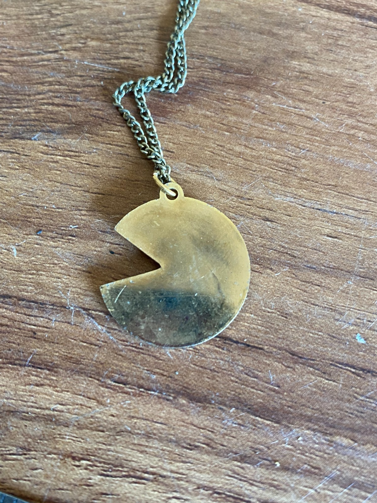 Vintage Pac-Man Googly Eyed Necklaces Rare Yellow Enamel Charm & Chain