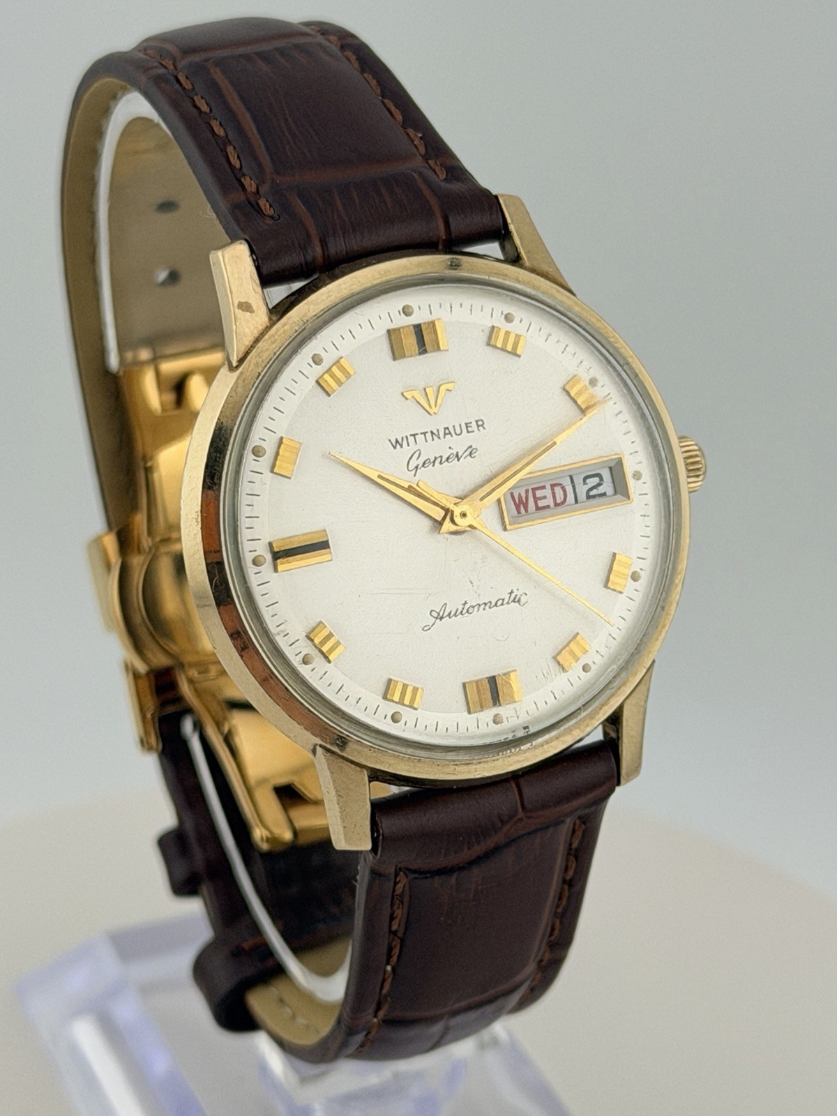 Vintage Wittnauer Genève Automatic Day Date Men’s 10K Gold Filled Watch
