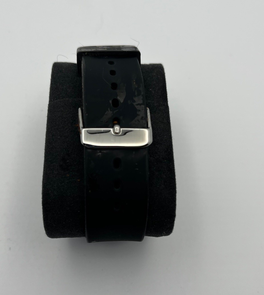 Nurse Mates Wrist Watch Silver W/Black Band, Not Tested & Needs Battery.