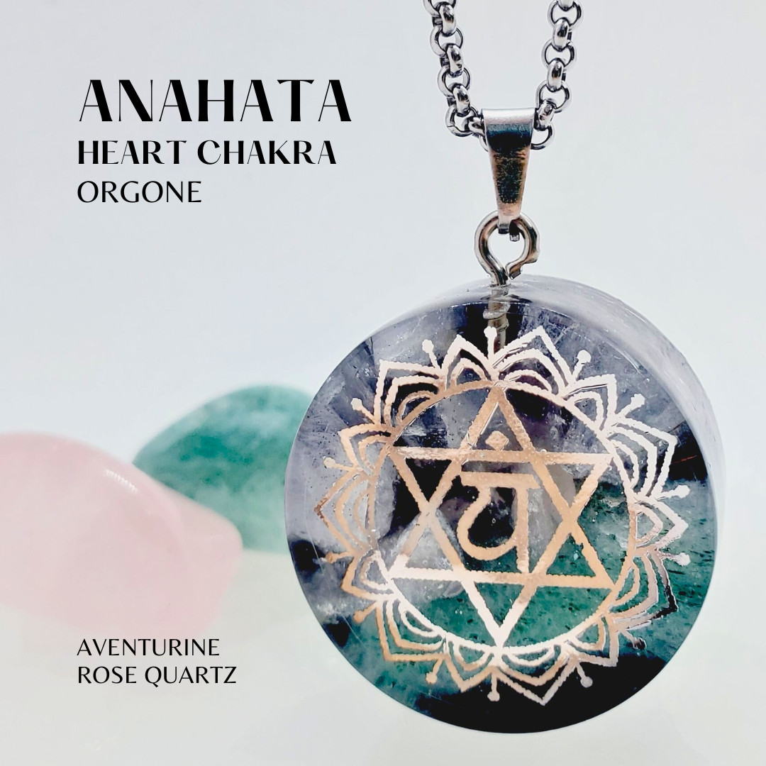 HEART CHAKRA Anhahata Orgonite Necklace. Health, well-being, all forms of love.