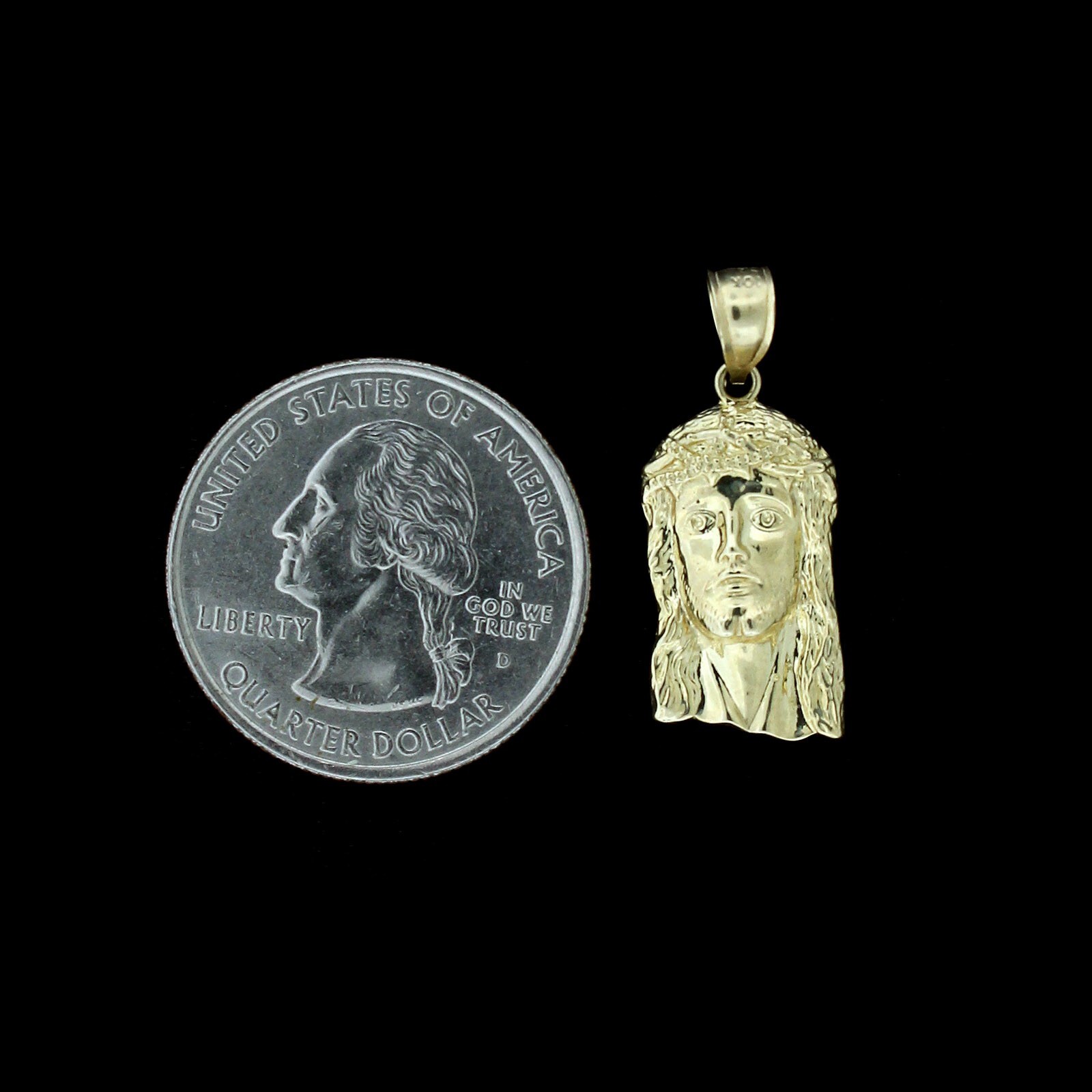 Mens Real 10K Yellow Gold Diamond Cut Jesus Head Face Pendant, 10KT Gold Charm