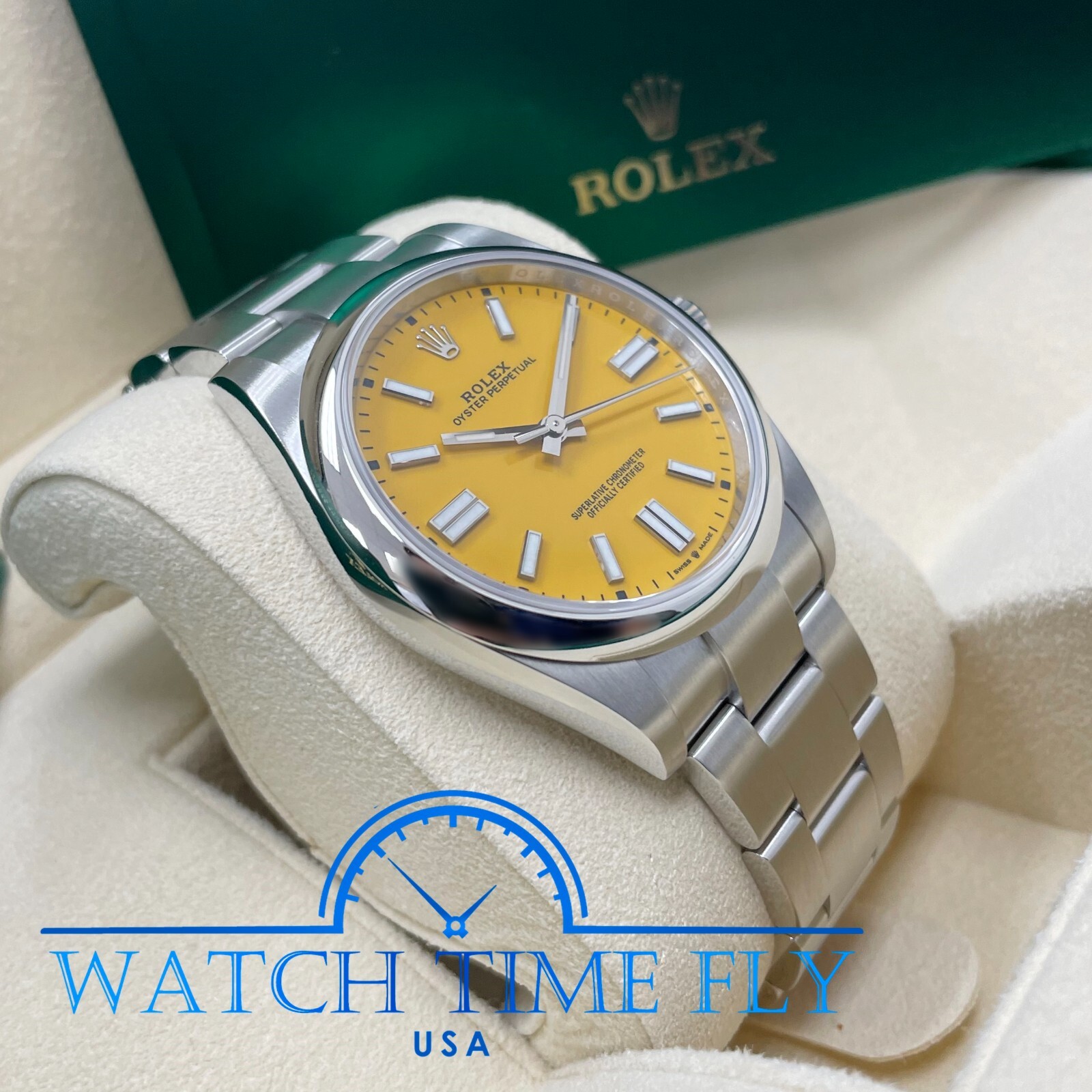Rolex Oyster Perpetual 41mm 124300 Yellow Dial Stainless Steel Oyster Bracelet