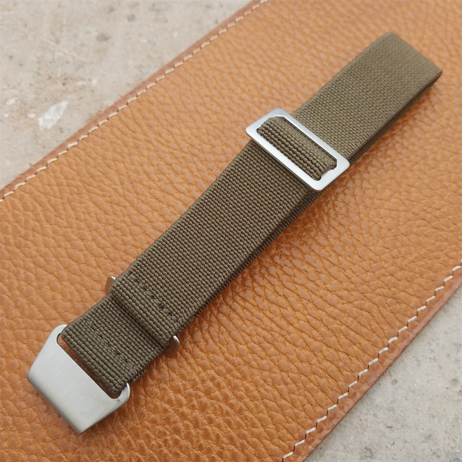 20mm Marine Nationale MN Parachute OD Olive Green Elastic Watch Strap