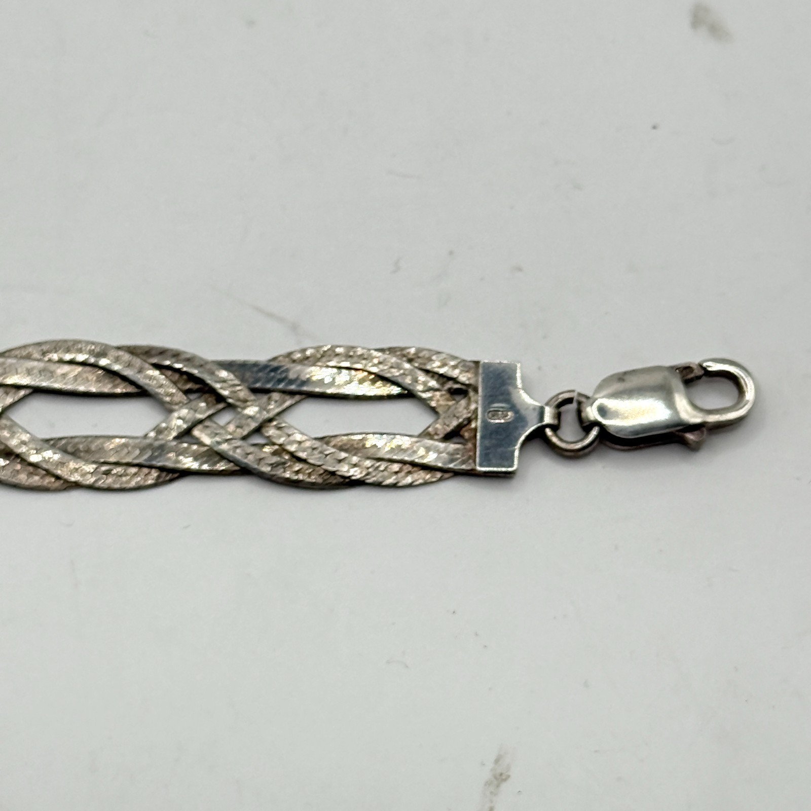 Vintage Milor Italy 925 Sterling Silver Woven Herringbone 7.5″ Bracelet 10.6g