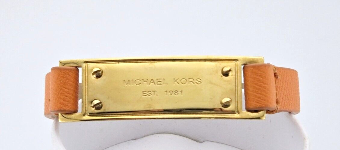 Michael Kors Logo Faux Leather Band Bracelet Orange