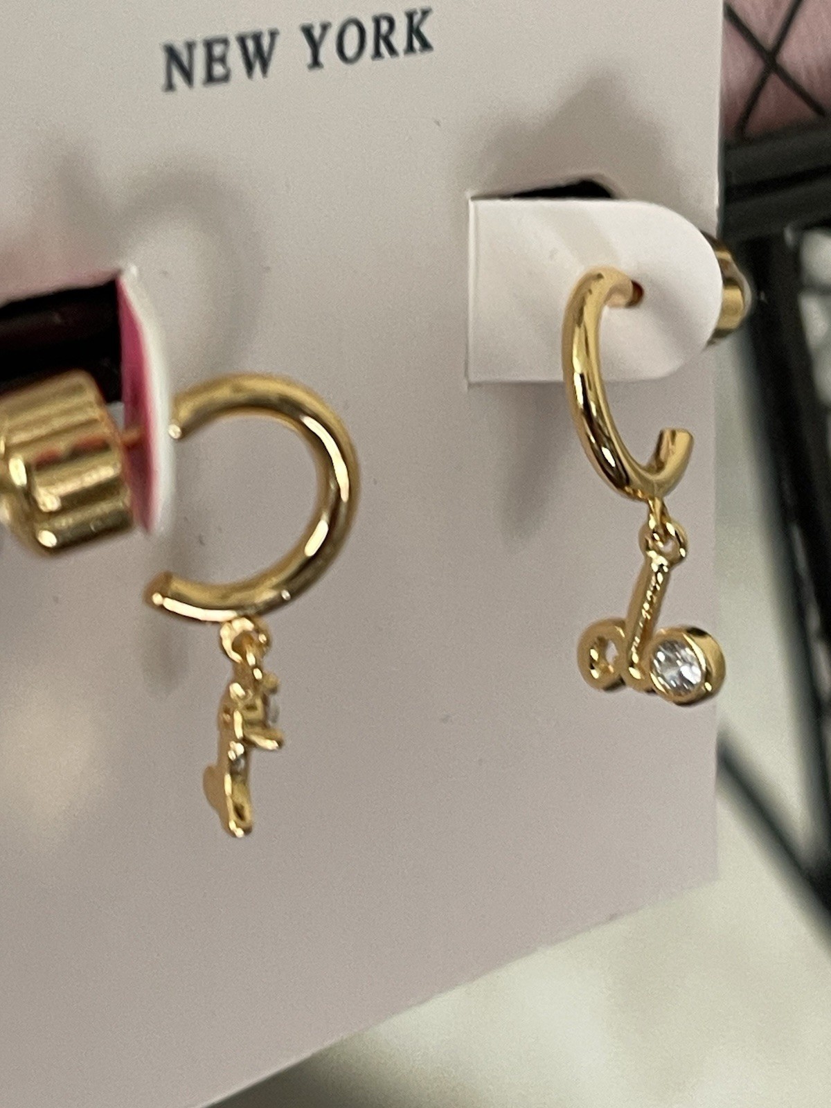 Kate Spade Say Yes I Do Clear Huggie Earrings Gold With Bag Fast-ship!