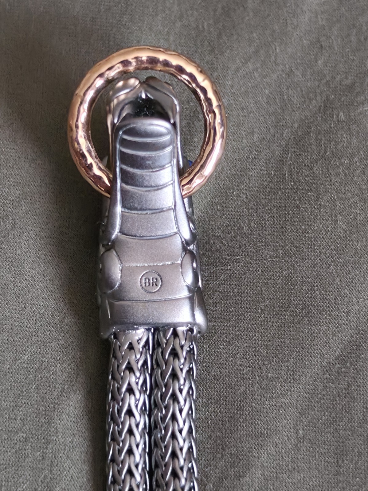 John Hardy Naga Double 10mm Bracelet in Black Silver, Bronze – Size 7.5 Inches