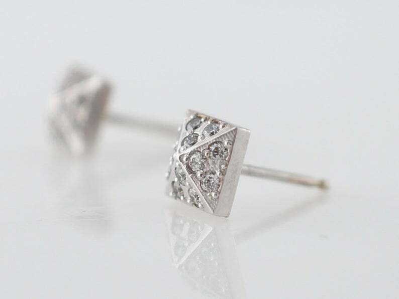 0.24ct Lab-Created Moissanite Pyramid Solitaire Stud Earrings White Gold Plated