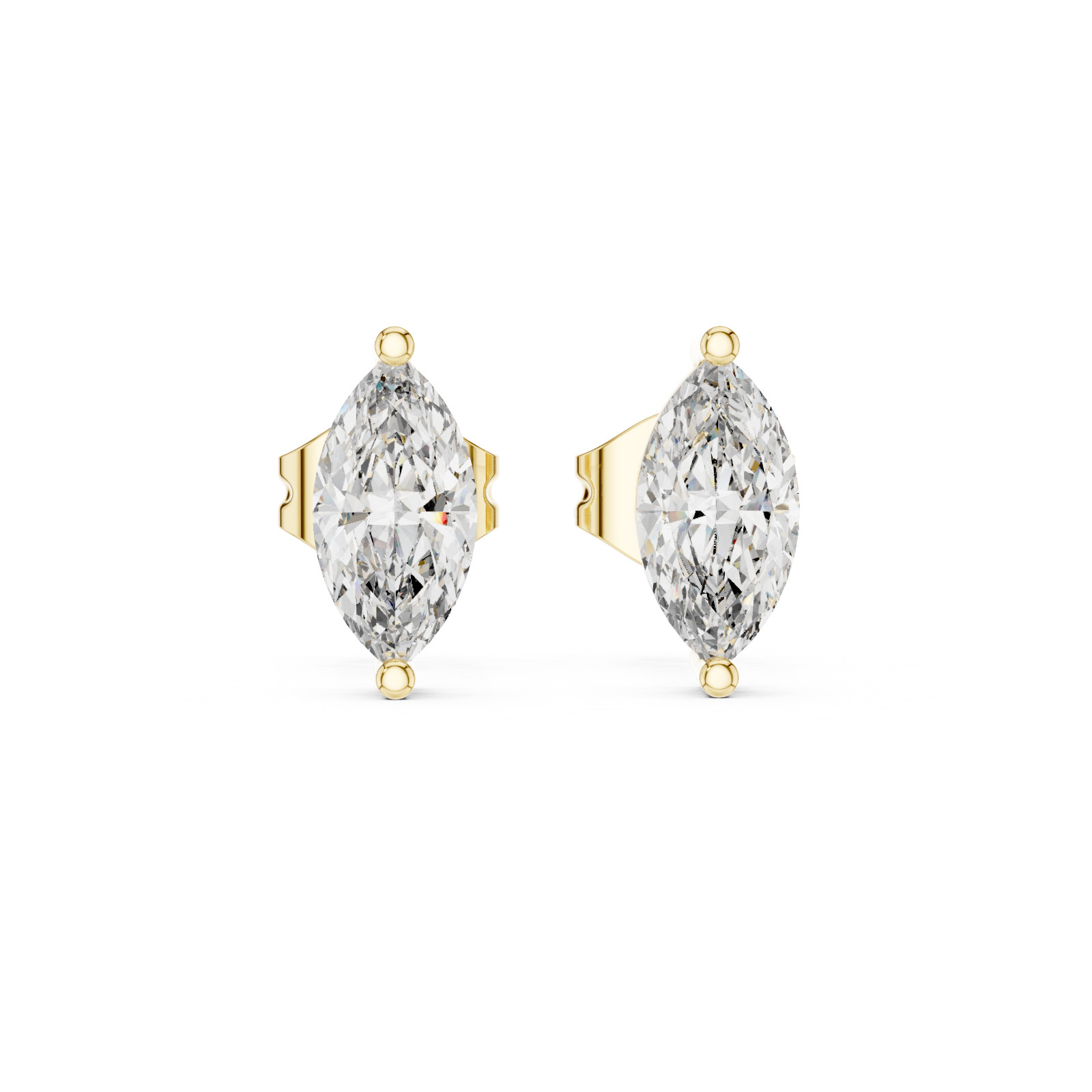 Certified Natural Diamond Designer Style Prong Studs Earrings 14K Gold Over