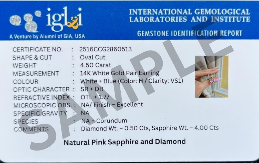 4.5Ct Oval Cut Natural Pink Sapphire Diamond Wedding Earring Stud 14K White Gold