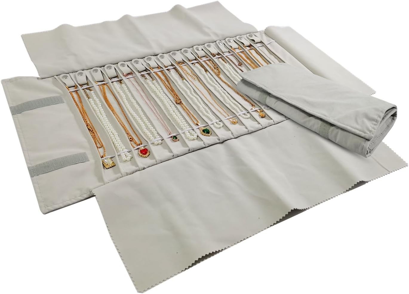 Portable Jewelry Roll Untangled Secure Necklace Travel Storage Bag Displays H…