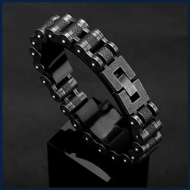 Retro Biker Chain Bracelet Mens Stainless Steel Link Motorcycle Bicycle Jewelry