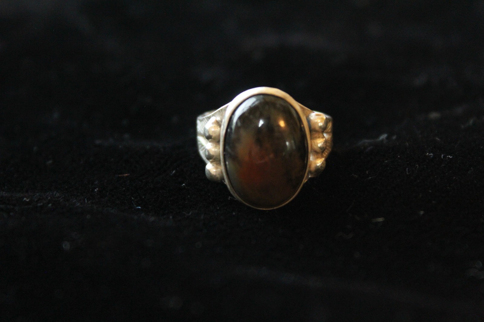 Sterling Silver Agate Vintage Ring
