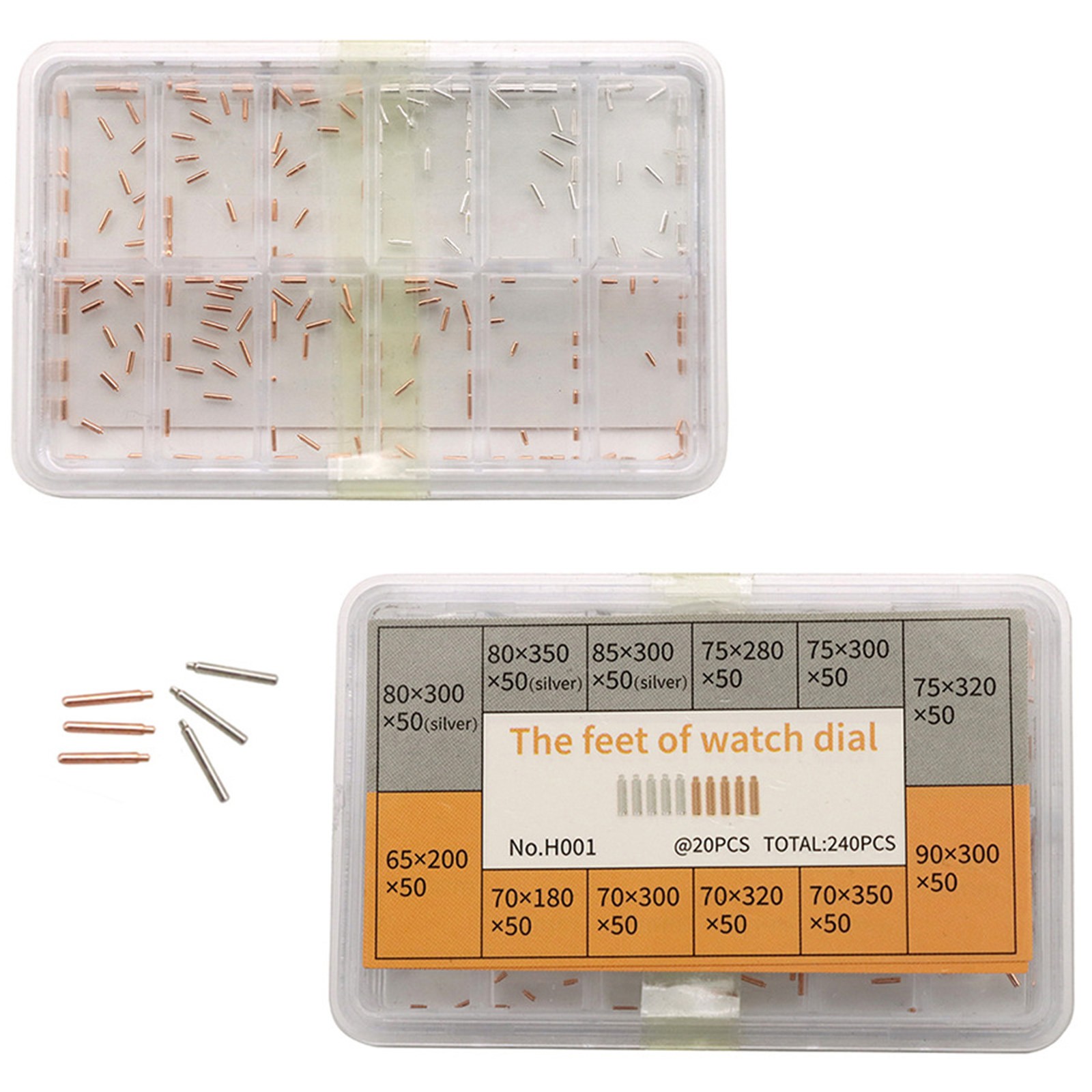 240Pack 12 Size Copper Watch Dial Feet Movement Spare Parts Watch Repair Tools