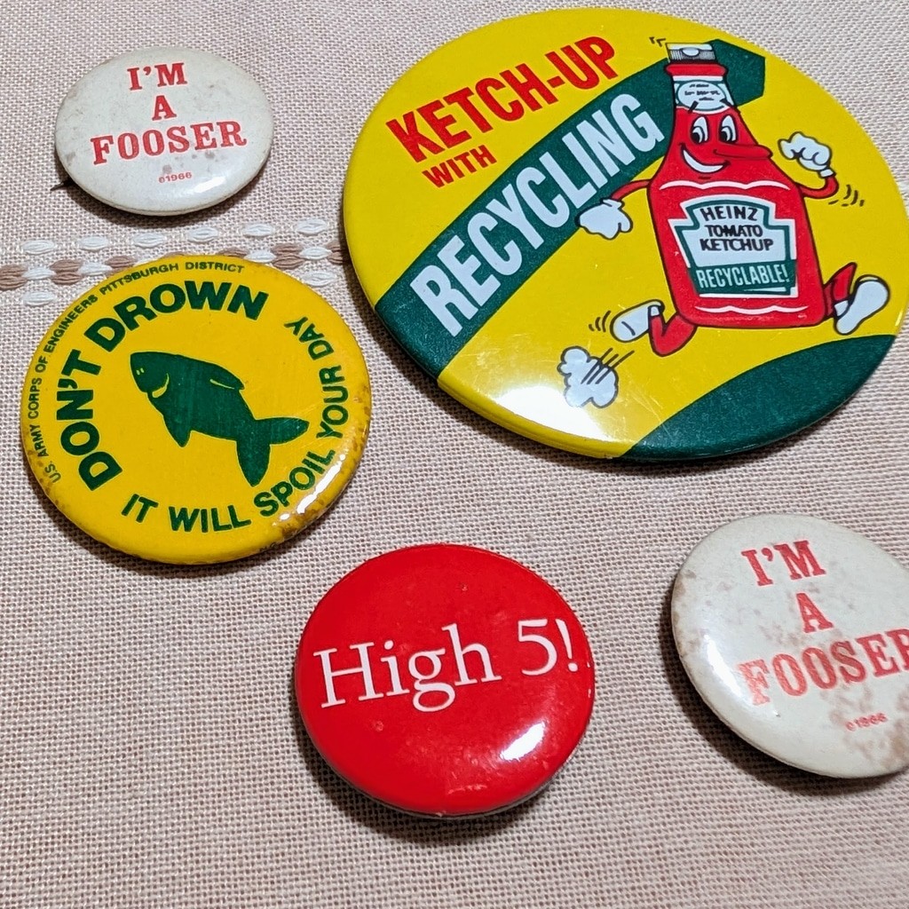 Vintage Advertising Novelty Button Lot Heinz Ketchup Recycling Fooser Pinbacks