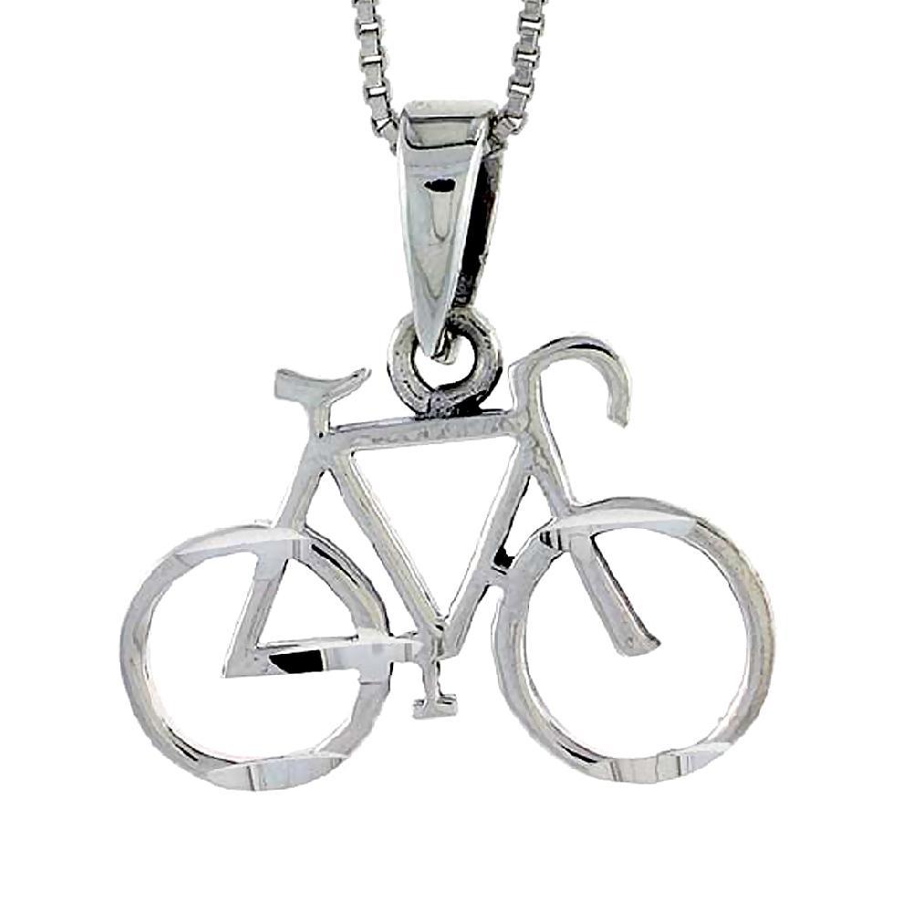 Sterling Silver Bicycle Pendant / Charm, Italian Box Chain