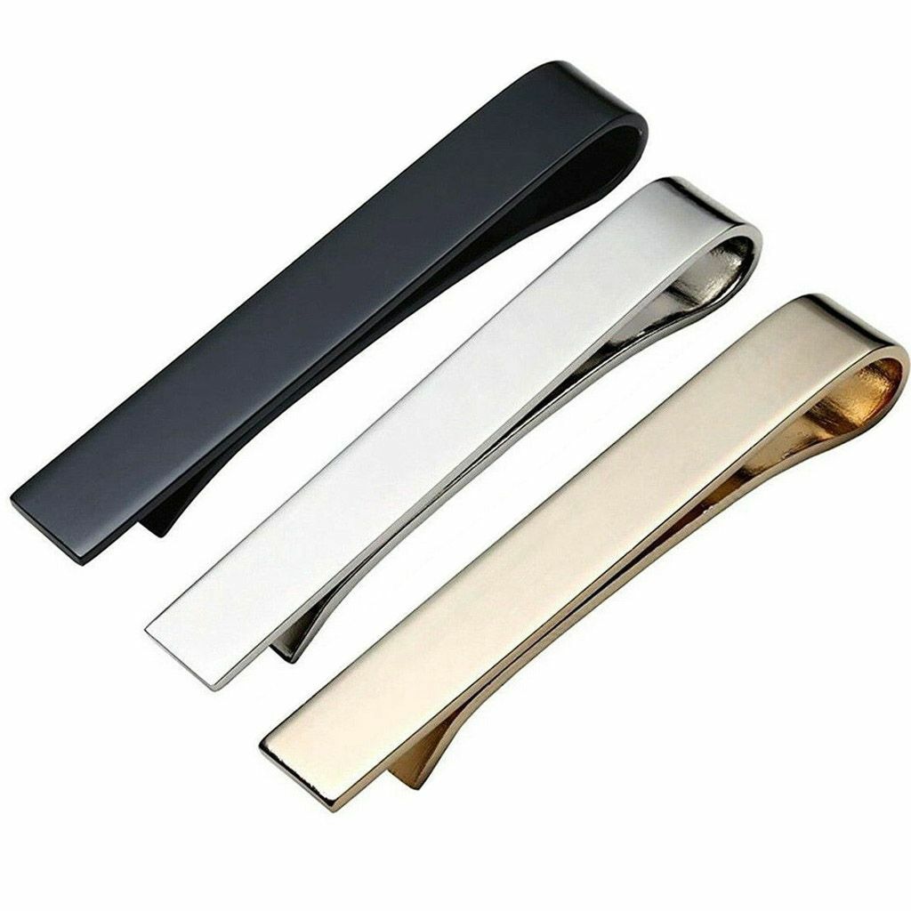 Mens Stainless Steel Tie Clip Necktie Bar Clasp Clamp Pin Gold Black Silver USA