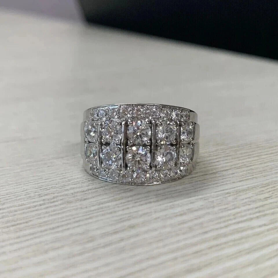 2.50 Ct Round Cut Lab Created Diamond Cluster Wedding Ring 14K White Gold Plated