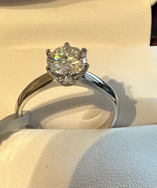 2 Ct Round Cut Moissanite Solitaire Engagement Ring 14k White Gold over 925