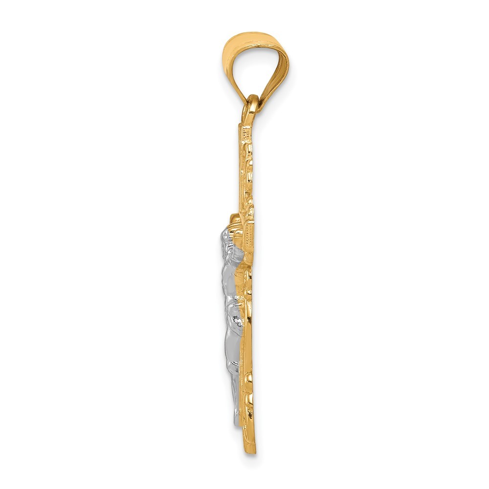 10k Two-tone Gold Crucifix Pendant for Women 1.51 gram, L-1.38 In, W-0.63 In