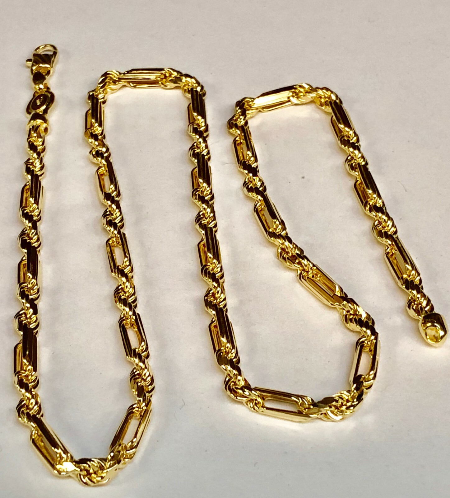 14k Yellow Gold 24″ 4.3 mm Diamond Cut Figarope Link Chain/Necklace 31 Grams