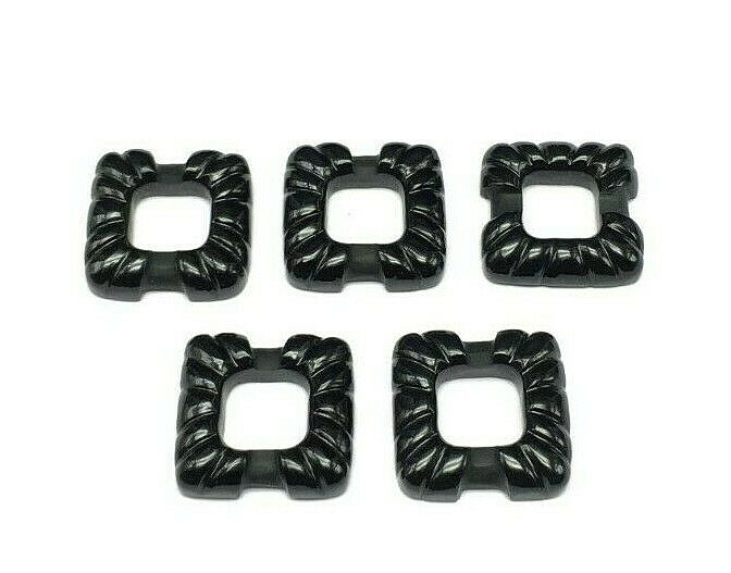 Natural BLACK ONYX/Hand carved/Square/Bracelet/W 22MM/L 22MM/H 5MM/97.70 Ct/5 Pc