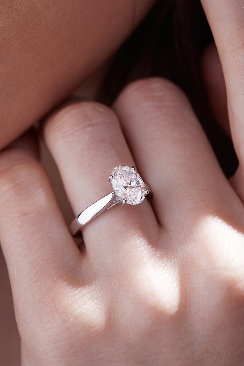 2.00Ct Oval Cut Natural Diamond Solid 14K White Gold Engagement & Wedding Ring
