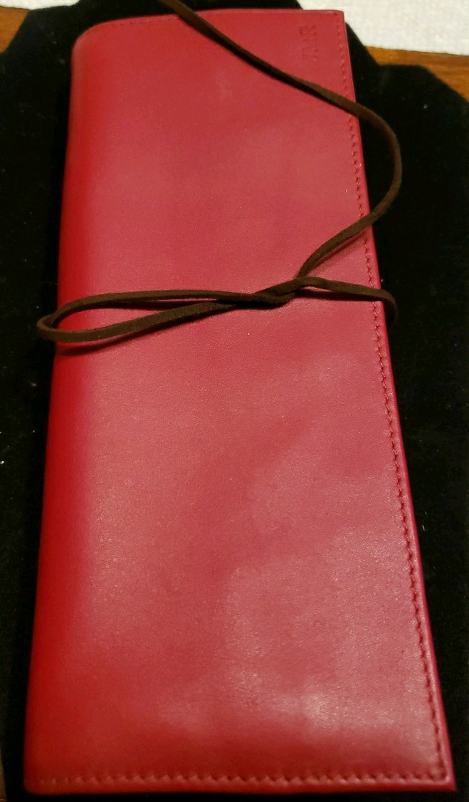 Beautiful Red Leather JMR Jewelry Roll Travel Case Jewelry Organizer for Women!