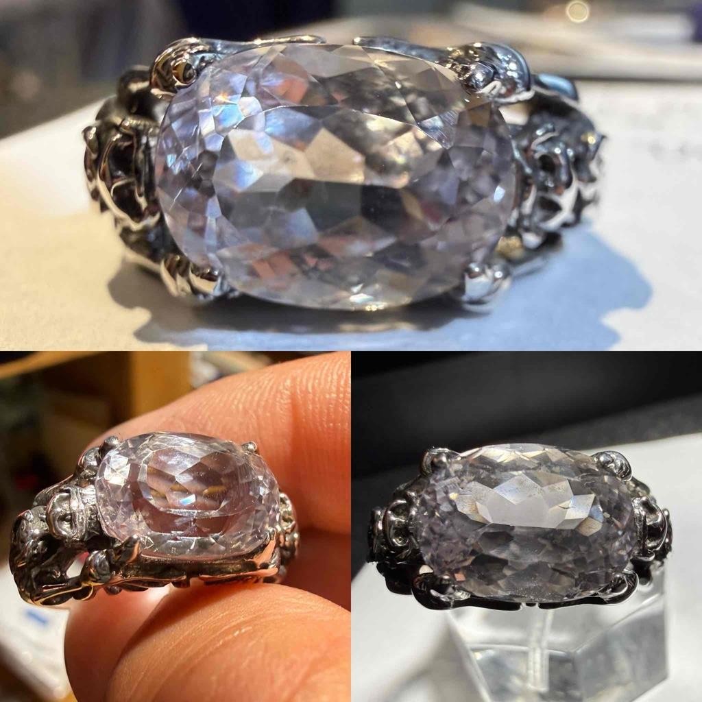 6.42 CT LIGHT PINK KUNZITE .925 STERLING SILVER MENS DRAGON RING SIZE 9.5, 7.8GR