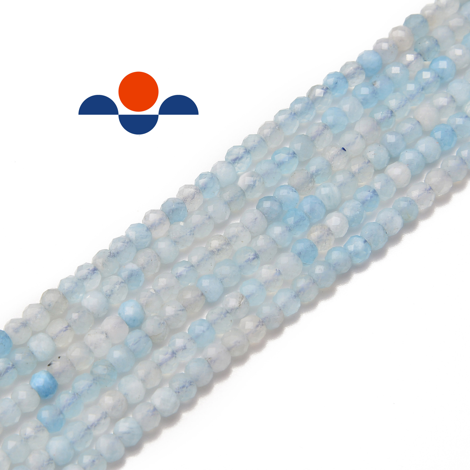 Natural Aquamarine Faceted Rondelle Beads 2x3mm 3x4mm 15.5″ Strand