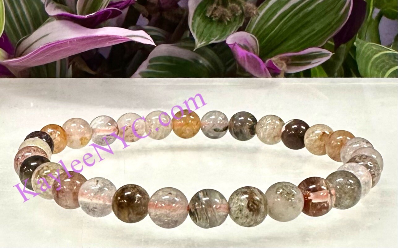 Wholesale 6 Pcs Natural Thousand Layer Phantom Quartz 6mm Stretch Bracelet