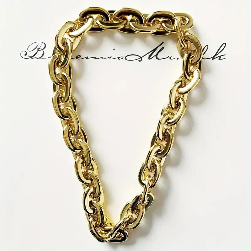 Gold Hip Hop Large Thick Acrylic Plastic Cuban Link Chain Necklace 32in 80cm