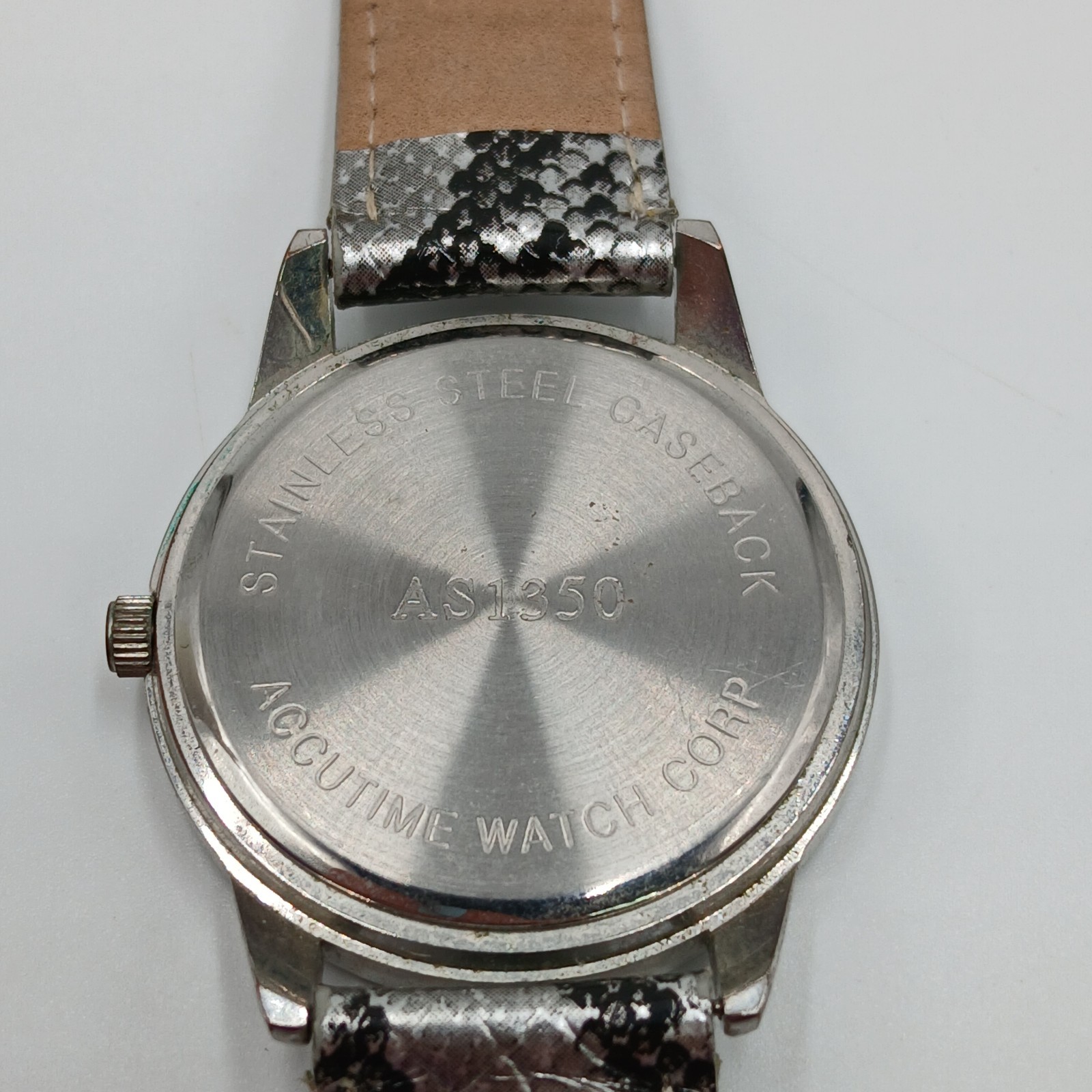 Ashley Stewart Watch Mother of Pearl Silver Tone Crystal Bezel Seconds Hand