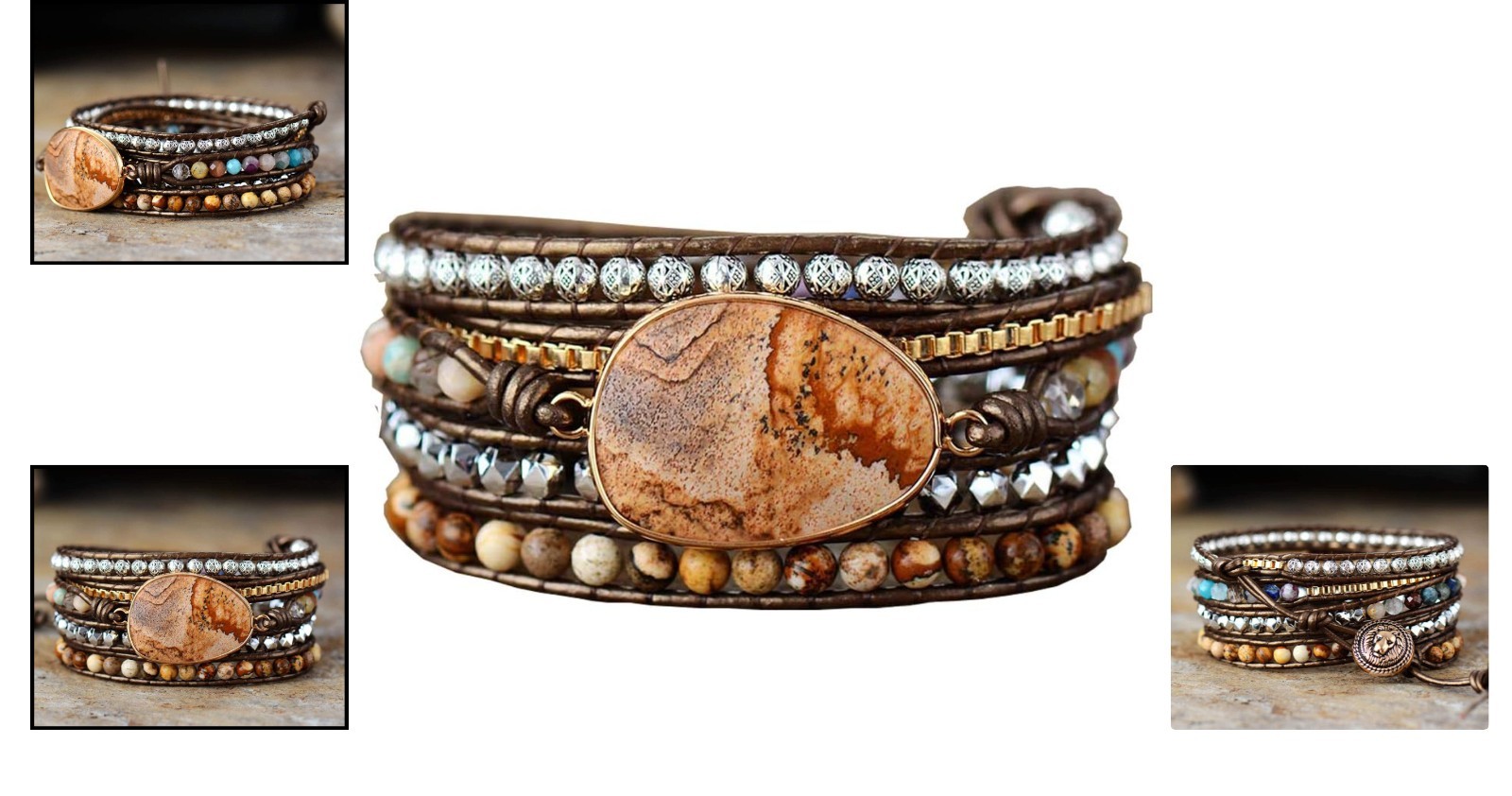 Luxury Handmade Gemstone Wrap Bracelet – Adjustable Bohemian Jewelry for Women