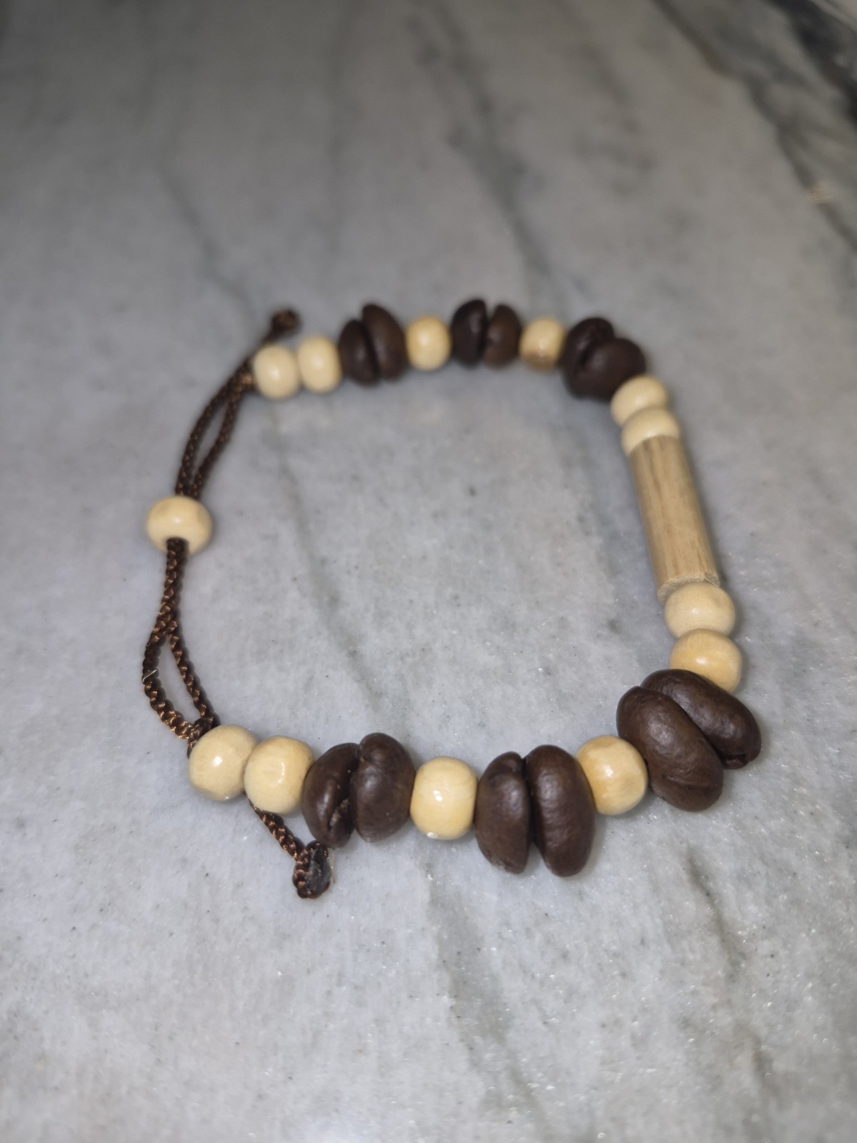 Natural Coffee Beans and Wood Bracelets