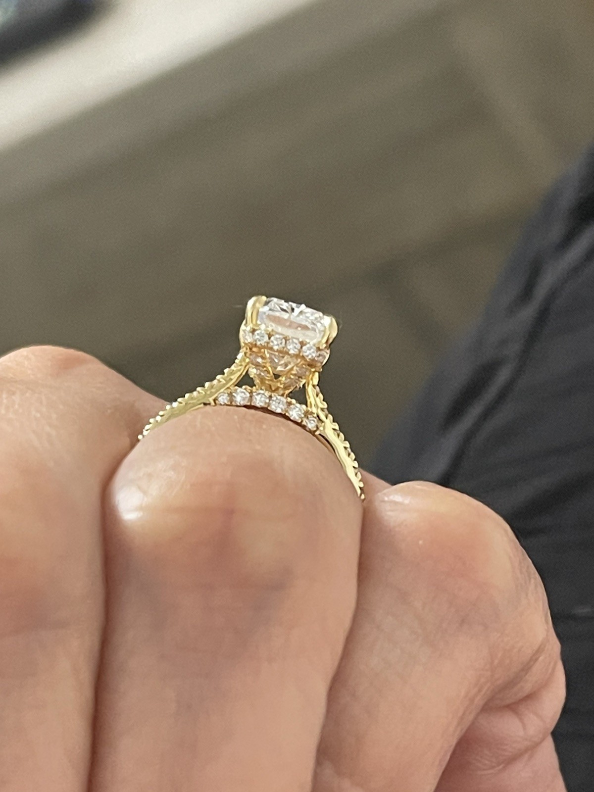 4.90 Ct Radiant-Cut EF/VS1 Lab Grown Diamond Engagement Ring Set 14k Yellow Gold
