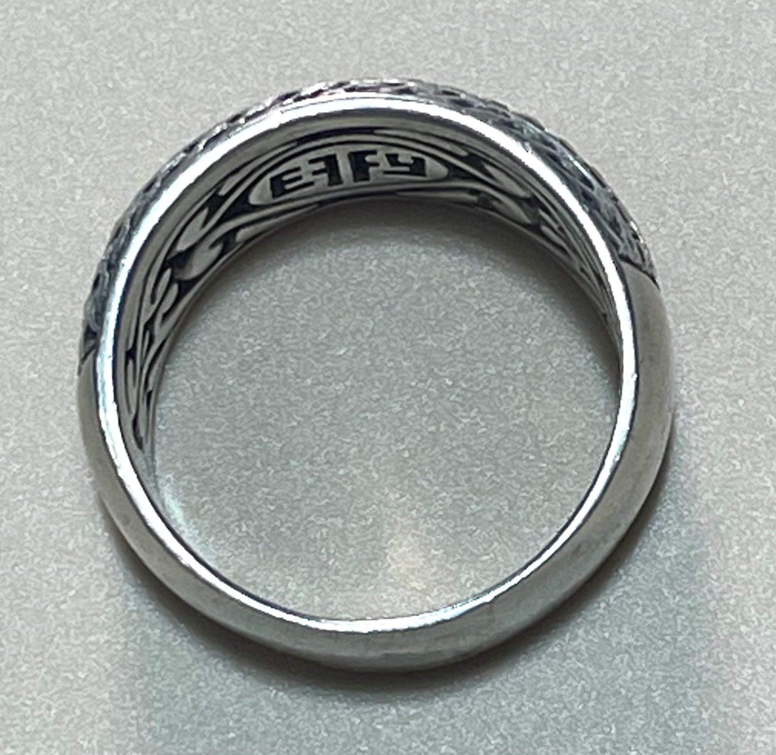 EFFY 925 Sterling Silver 18K Gold Wide Dome Bali Scroll Band Ring Size 9.5