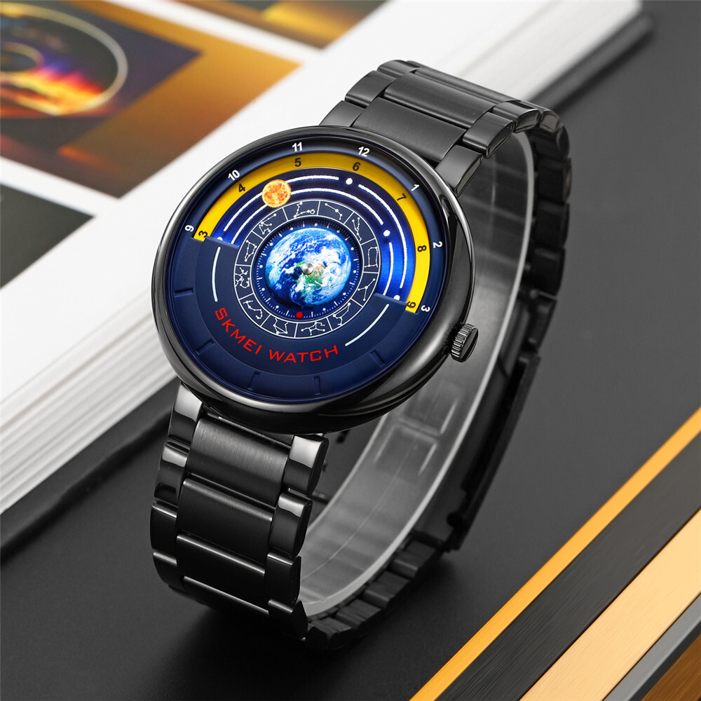 SKMEI Quartz Men Male Steel Blue Creative Casual Sport Wristwatch Watches