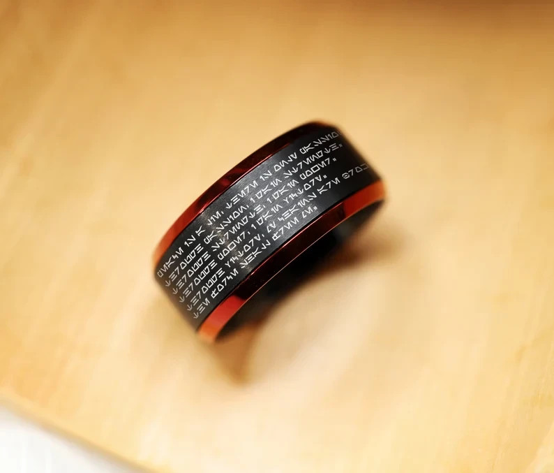 Unisex Tungsten Star Wars Sith Code Quote Minimalist Promise Wedding Ring – 8mm