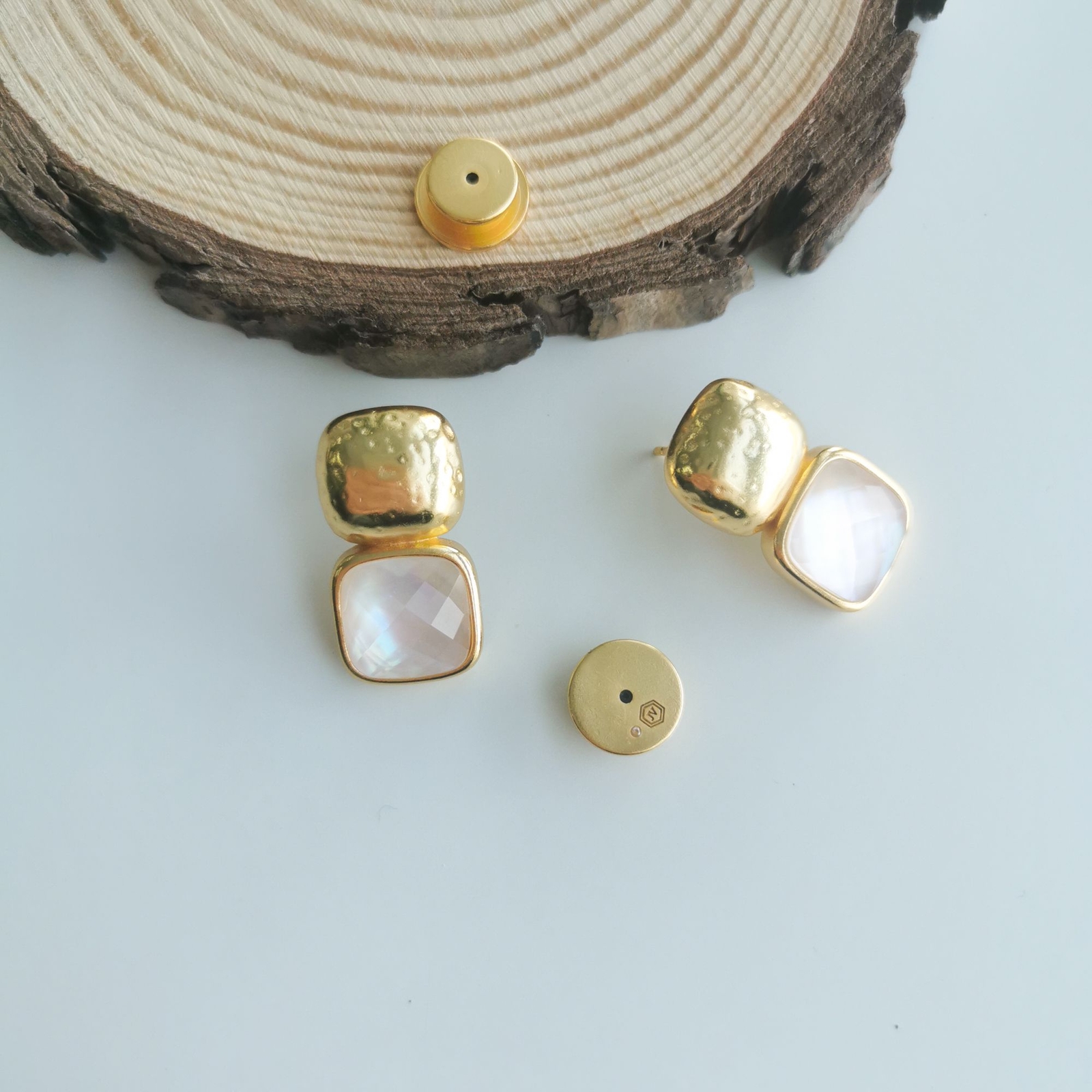 Julie Vos Catalina Iridescent Clear Crystal Earrings in Gold Authentic