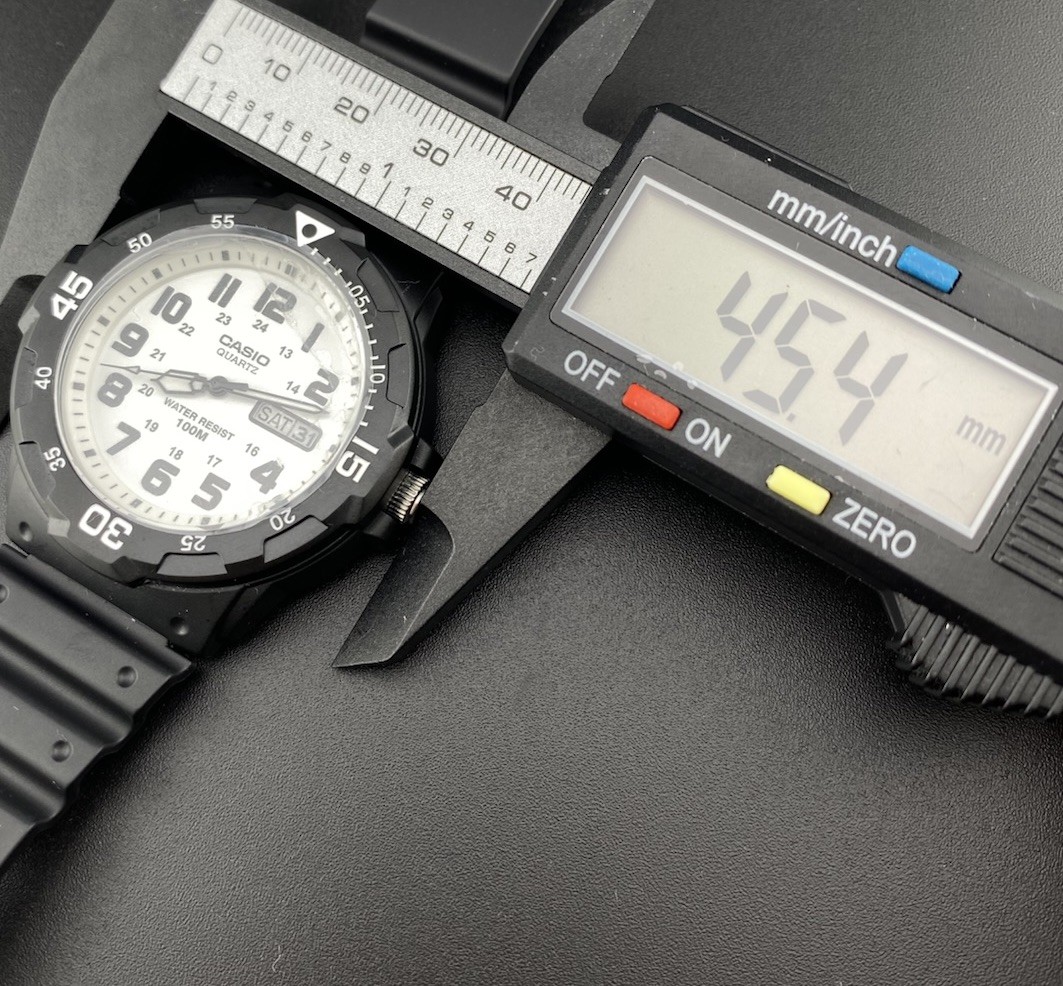 Casio White Round Day Date Dial Black Band Sport Diver Style Men’s Watch