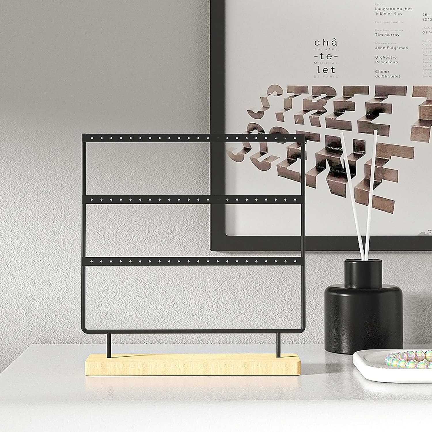 Earring Holder Stand 3-Tier Hanging Jewelry Organizer Display Rack Storage