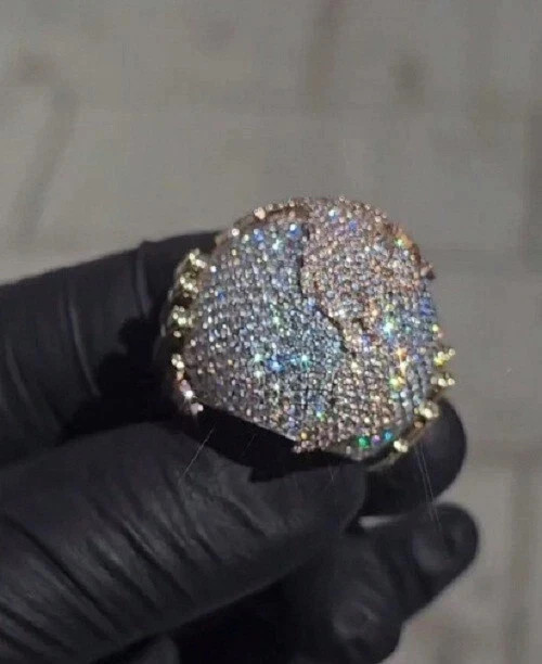 2.30Ct Round Cut Moissanite Men’s World Cup Ring 14K Two Tone Gold Plated Silver